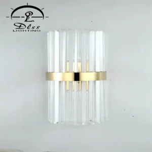 DLSS Lighting Co., Ltd. Golden Luxury European Hotel Living Room Light Crystal Glass Wall Lamp
