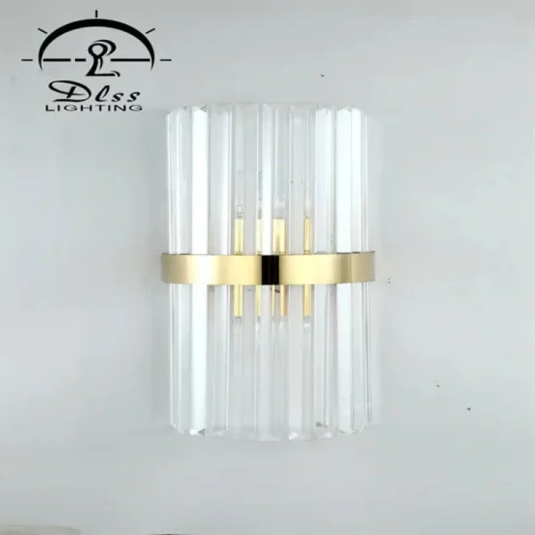 DLSS Lighting Co., Ltd. Golden Luxury European Hotel Living Room Light Crystal Glass Wall Lamp