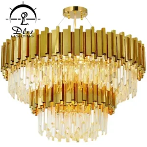 DLSS Lighting Co.,Ltd Modern American Euroueap Home Decoration Luxury Crystal Brass Copper Iron Metal Hanging Pendant Lights Chandelier