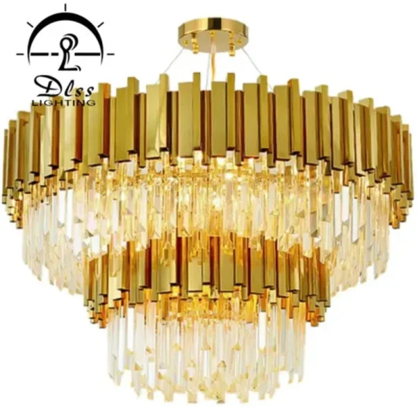 DLSS Lighting Co.,Ltd Modern American Euroueap Home Decoration Luxury Crystal Brass Copper Iron Metal Hanging Pendant Lights Chandelier
