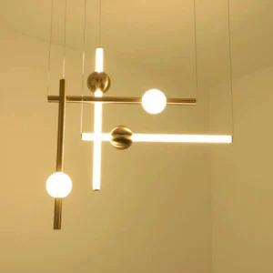 DLSS Lighting Co., Ltd. Modern Interior-Lighting White Glass Tube Gold Iron Ball Chandelier LED Pendant Lamp