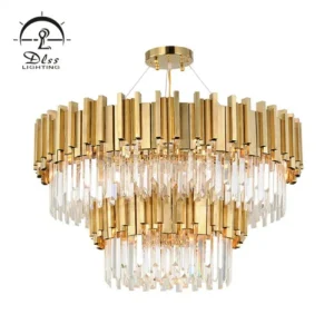 DLSS Lighting Crystal Matt Gold Chandelier Lamp with Holder Lihght E14
