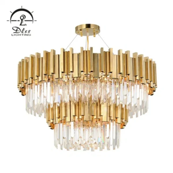 DLSS Lighting Crystal Matt Gold Chandelier Lamp with Holder Lihght E14