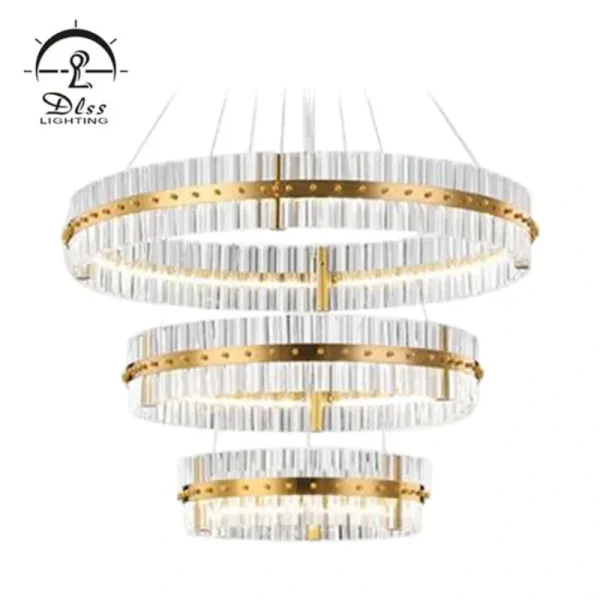 DLSS Lighting Crystal Ring Decorative Hotel Pendant Chandelier Light