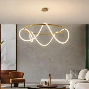 DLSS Lighting Flexible Modern Chandelier LED Fabric Nylon Long Soft Line Lamp Pendant Lighting