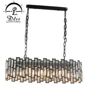 DLSS Lighting Hotel Living Room Modern Crystal Pendant Lamp in Black Finished