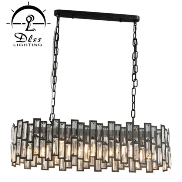 DLSS Lighting Hotel Living Room Modern Crystal Pendant Lamp in Black Finished
