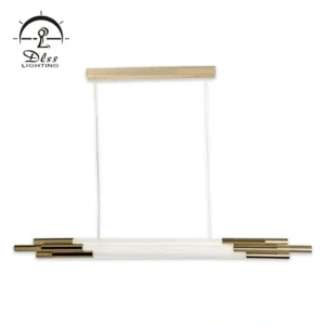 DLSS Lighting Iron Glass Tube Gold Chandelier LED Light pendant Light