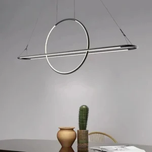 DLSS Lighting Long Indoor LED Hanging Round Ring Metal Chandelier