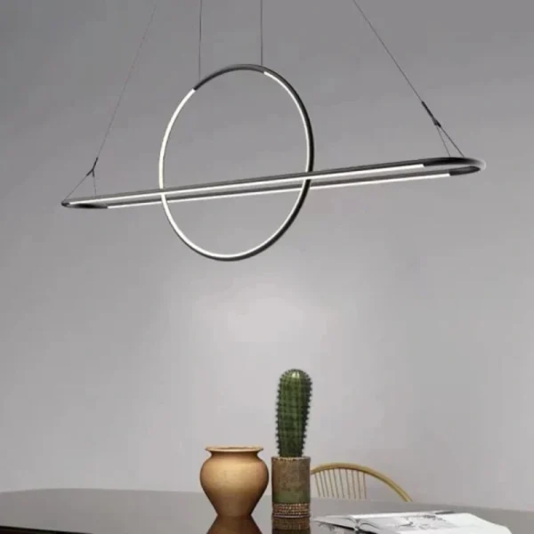 DLSS Lighting Long Indoor LED Hanging Round Ring Metal Chandelier