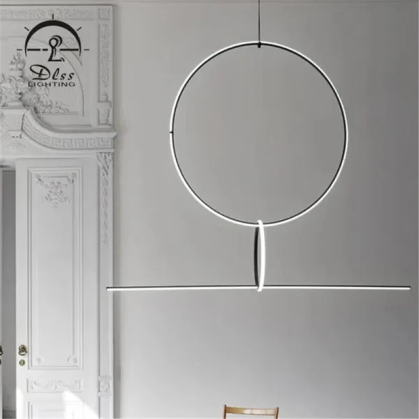 DLSS Lighting Metal Circle Acrylic Pendant Light LED Lighting Simple Lamp Modern Chandelier