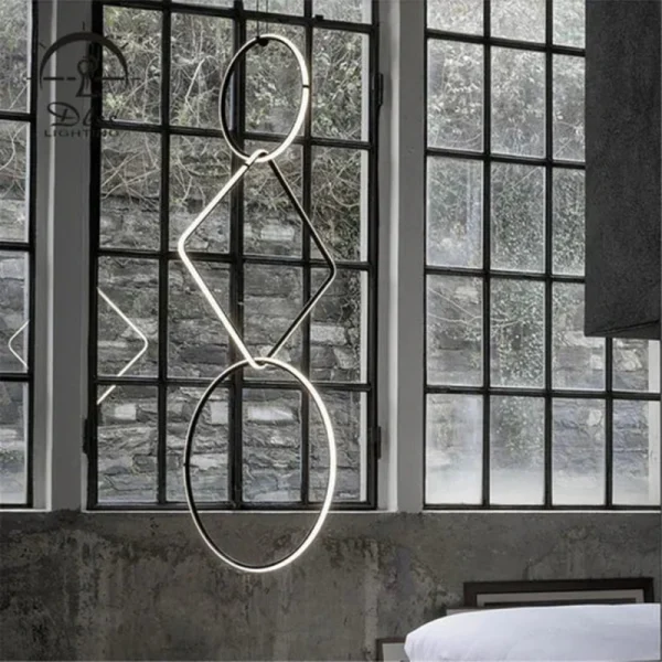 Dlss Lighting Modern Aristic Style Link PVC Chandelier Lamp with Pendant Light