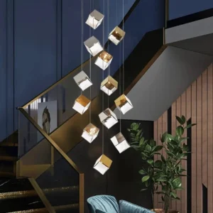 DLSS Lighting Modern Lighting Ice Replica LED Light Gold Big Pendant Lamp Chandelier