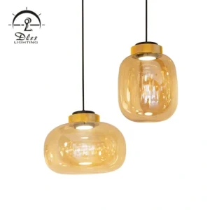 DLSS Lighting Modern Pendant Lamp Smoky Amber Iron Glass Home Decor Chandelier Cheap Price Pendant Light