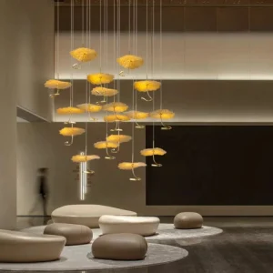 Dlss Modern Big LED Lighting Flower Stainless Steel Living Room Home Decoration Chandelier
