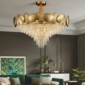 DLSS Modern Decoration Golden Luxury Design Hotel Restaurant Crystal Pendant Lighting LED Chandeliers