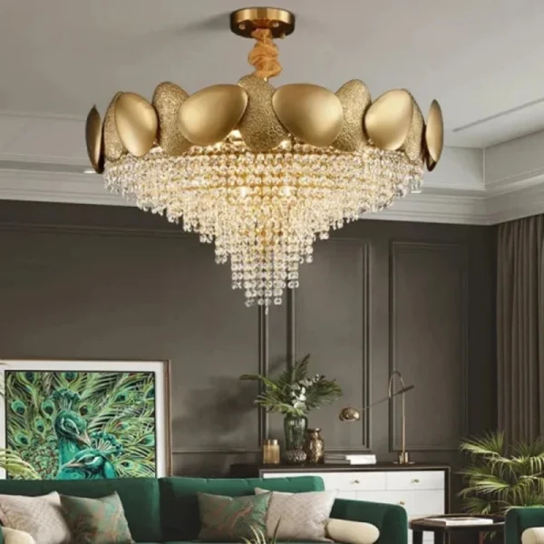 DLSS Modern Decoration Golden Luxury Design Hotel Restaurant Crystal Pendant Lighting LED Chandeliers