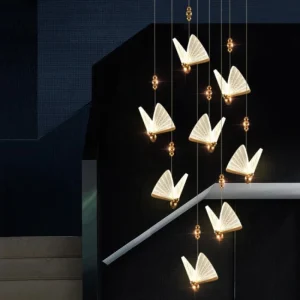 DLSSLIGHTING Modern Decoration Butterfly Design Hotel Lamp Living Hanging LED Chandeliers Pendant Lights