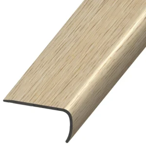 DuraDecor Liz Marie’s Modern Maven Bungalow Beige 1 in. T x 2 in. W x 94 in. L Stair Nose Molding