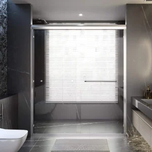 EAKYHOM 56 in. to 60 in. W x 70 in. H Sliding Semi-Frameless Shower Door in Chrome Finish with Tempered Clear Glass