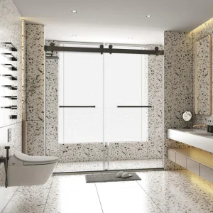 EAKYHOM 68 in. to 72 in. W x 76 in. H Sliding Frameless Shower Door in Matte Black Finish with 3/8 in. Tempered Clear Glass