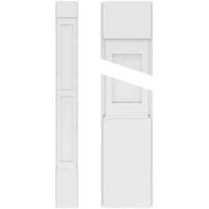 Ekena Millwork 2 in. x 9 in. x 48 in. 2-Equal Flat Panel PVC Pilaster Moulding with Standard Capital and Base (Pair)