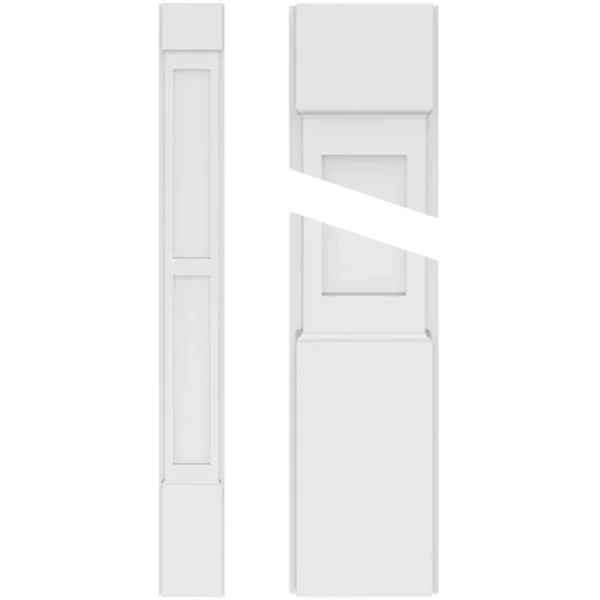 Ekena Millwork 2 in. x 9 in. x 48 in. 2-Equal Flat Panel PVC Pilaster Moulding with Standard Capital and Base (Pair)