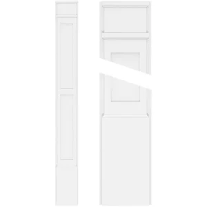 Ekena Millwork 2 in. x 9 in. x 90 in. 2-Equal Flat Panel PVC Pilaster Moulding with Decorative Capital and Base (Pair)