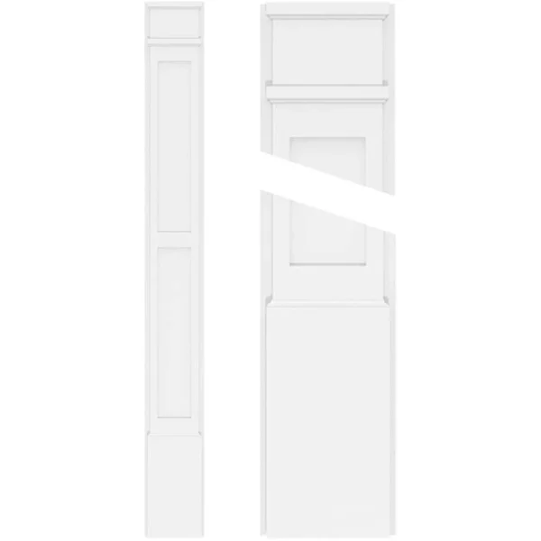 Ekena Millwork 2 in. x 9 in. x 90 in. 2-Equal Flat Panel PVC Pilaster Moulding with Decorative Capital and Base (Pair)