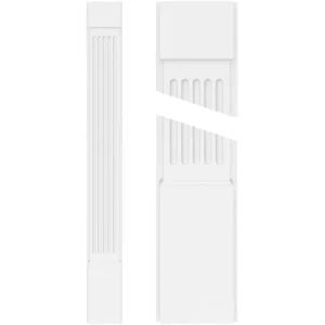 Ekena Millwork 2 in. x 9 in. x 90 in. Fluted PVC Pilaster Moulding with Standard Capital and Base (Pair)