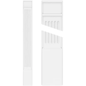 Ekena Millwork 2 in. x 9 in. x 96 in. Fluted PVC Pilaster Moulding with Decorative Capital and Base (Pair)