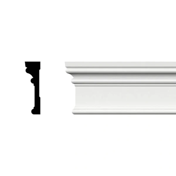 Ekena Millwork 3-1/2 in. x 1 in. x 96 in. RB3 Casing Moulding, PVC (12-Pack)