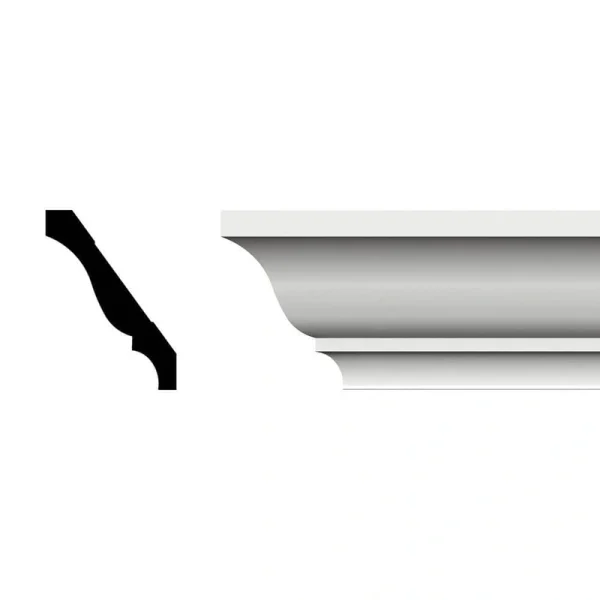Ekena Millwork 3-3/8 in. x 4-1/4 in. x 96 in. Crown Moulding, PVC (8-Pack)