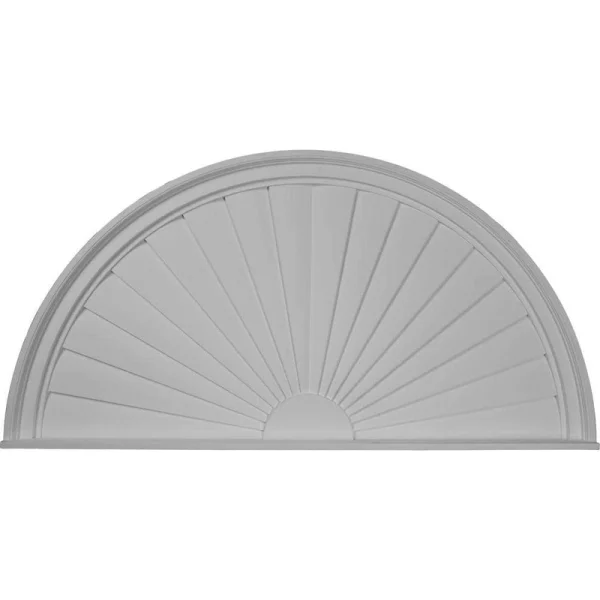 Ekena Millwork 48 in. x 2 in. x 24 in. Half Round Sunburst Pediment