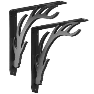 Elk Lodge Antler 12 in. L Black Steel Heavy Duty Shelf Bracket (2-Pack) T726936309