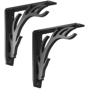 Elk Lodge Antler 8 in. L Black Steel Heavy Duty Shelf Bracket (2-Pack) T726935611