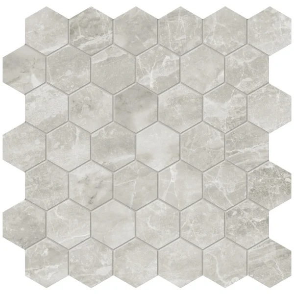 Ellis + Fisher Nirvano Ivory 2 in Hexagon Porcelain Mosaic