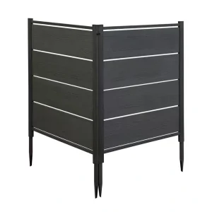 Enclo Privacy Screens Bessemer 4 ft. x 3.3 ft. WoodTek Vinyl Charcoal Privacy Screen Kit 2-Panel