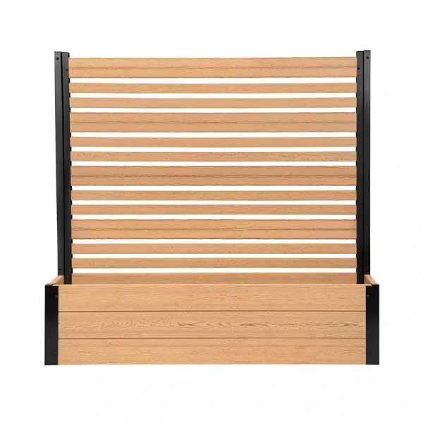 Enclo Privacy Screens Florence 3.7 ft. x 3.8 ft. x 1 ft. Cedar Freestanding WoodTek Vinyl Privacy Screen and Planter Box Kit