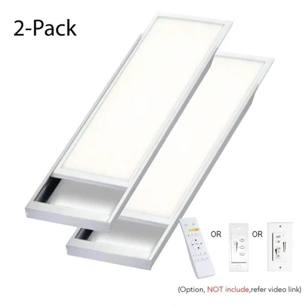 eSenLite 1 ft. x 4 ft. 400W Equivalent 4200LM Dimmable CCT White Integrated LED Panel Light Flush Mount Troffer w/ Frames (2-PK)