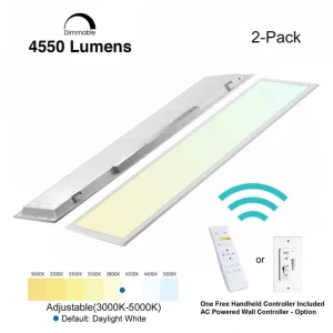 eSenLite 1 ft. x 4 ft. 400W Equivalent 4200LM White Dimmable Color CCT Thin Aluminum Integrated LED Panel Light Troffer (2-PK)