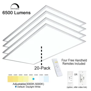 eSenLite 2 ft. x 4 ft. Integrated LED Panel Light Troffer Backlit 6500LM 630W Equivalent White Dim CCT Color Changeable (20-PC)