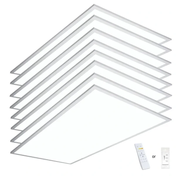 eSenLite 2 ft. x 4 ft. Integrated LED Panel Light Troffer Backlit 6500LM 630W Equivalent White Dim CCT Color Changeable (8-PC)