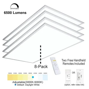 eSenLite 2 ft. x 4 ft. White Commercial Integrated LED 6300 Lumens Dimmable Drop Ceiling Flat Panel Troffer Light (2-Pack) T726934228