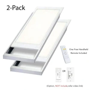 eSenLite 2ft.x4ft. 600W Equivalent 6500 Lumen Dimmable CCT White Integrated LED Panel Light Flush Mount Troffer w/ Frames(2-Pack)