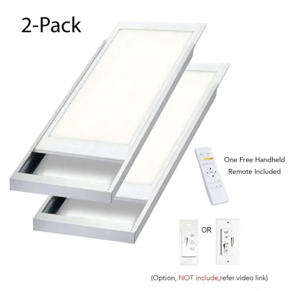 eSenLite 2ft.x4ft. 600W Equivalent 6500 Lumen Dimmable CCT White Integrated LED Panel Light Flush Mount Troffer w/ Frames(2-Pack)