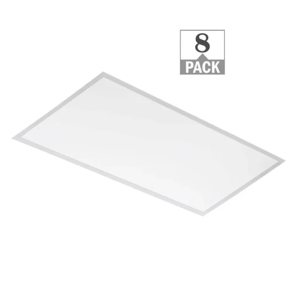 ETI LIGHTING 2 ft. x 4 ft. 100-Watt Equivalent Back-Lit Integrated LED White Troffer Adjust Lumen Levels 3500K 4000K 5000K (8-Pack)