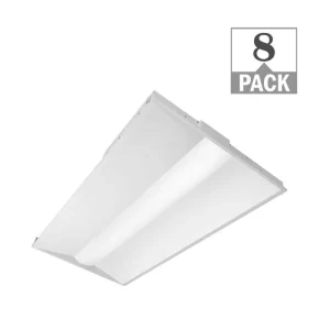 ETI LIGHTING 2 ft. x 4 ft. Center Basket Integrated LED Troffer Light 39W/32W/29W/24W 5850-Lumens 3500K 4000K 5000K Dimmable (8-Pack)