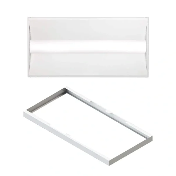 ETI LIGHTING 2 ft. x 4 ft. Center Basket LED Troffer Light with Surface Mount Kit 5850 Lumens 3500K 4000K 5000K 120-277V Dimmable