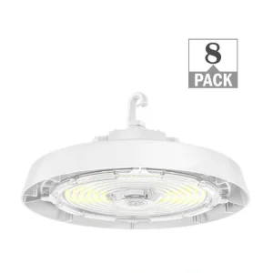 ETI LIGHTING 400-Watt Equivalent 11 in. Round Integrated LED White High Bay Light 27000-36000 Lumens Adjustable CCT 120-277V (8-Pack)